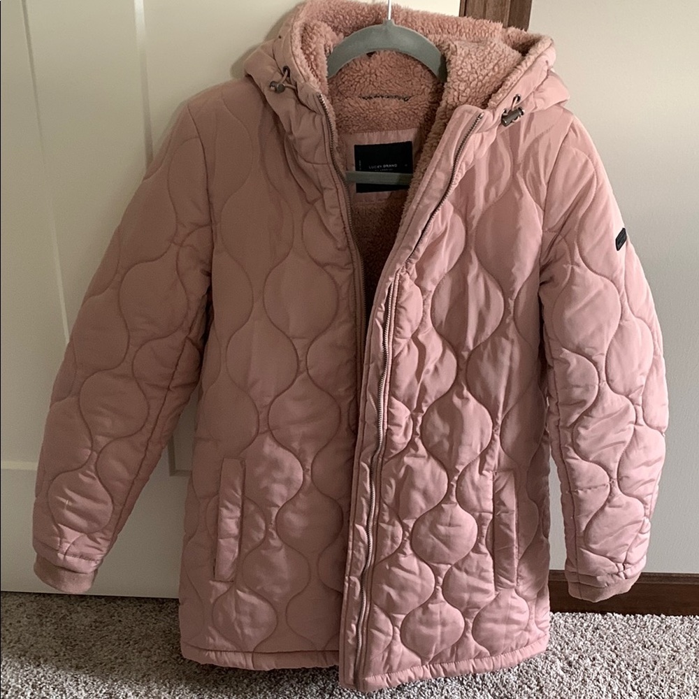 Lucky Brand Girls' Quilted Puffer Jacket in Dusty Pink